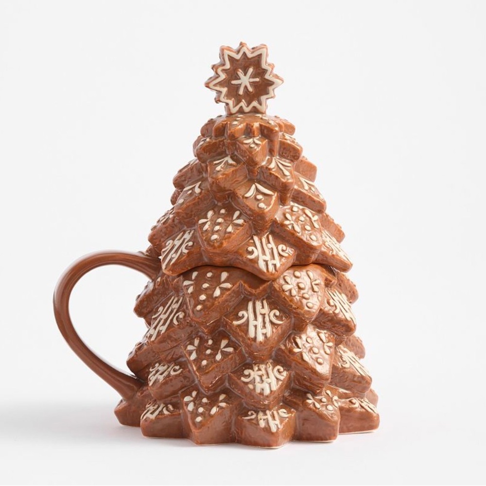 Pottery Barn Gingerbread Lidded Tree Mug
